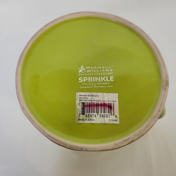 Maxwell & Williams Sprinkle Lime Green Pitcher with Handle Poka Dots 58oz-8" - Picture 5 of 6